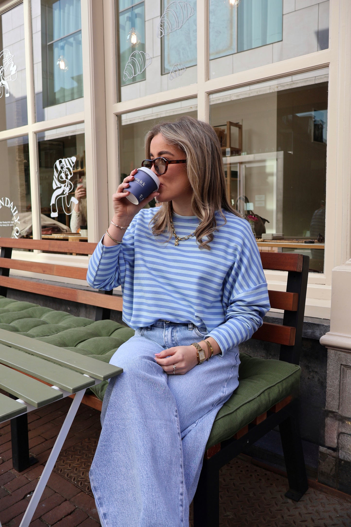 Long sleeve SaraLune LaLunaTheLabel H1442 Blauw-Streep
